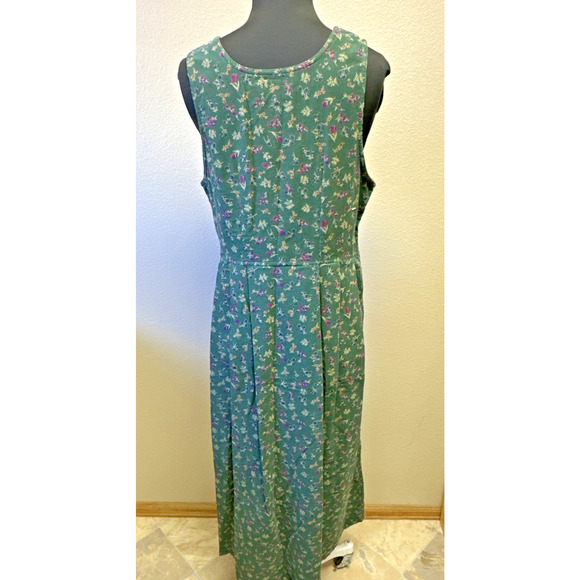 VTG Smith & Hawken Small corduroy Floral Print jumper Dress Pleated Button front - Picture 3 of 9